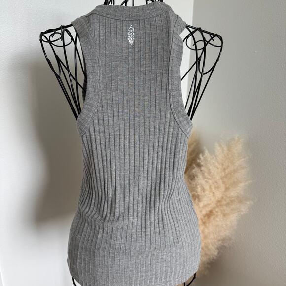 Free People Movement Blissed Out Gray Ribbed Racerback Tank Small - Picture 5 of 10